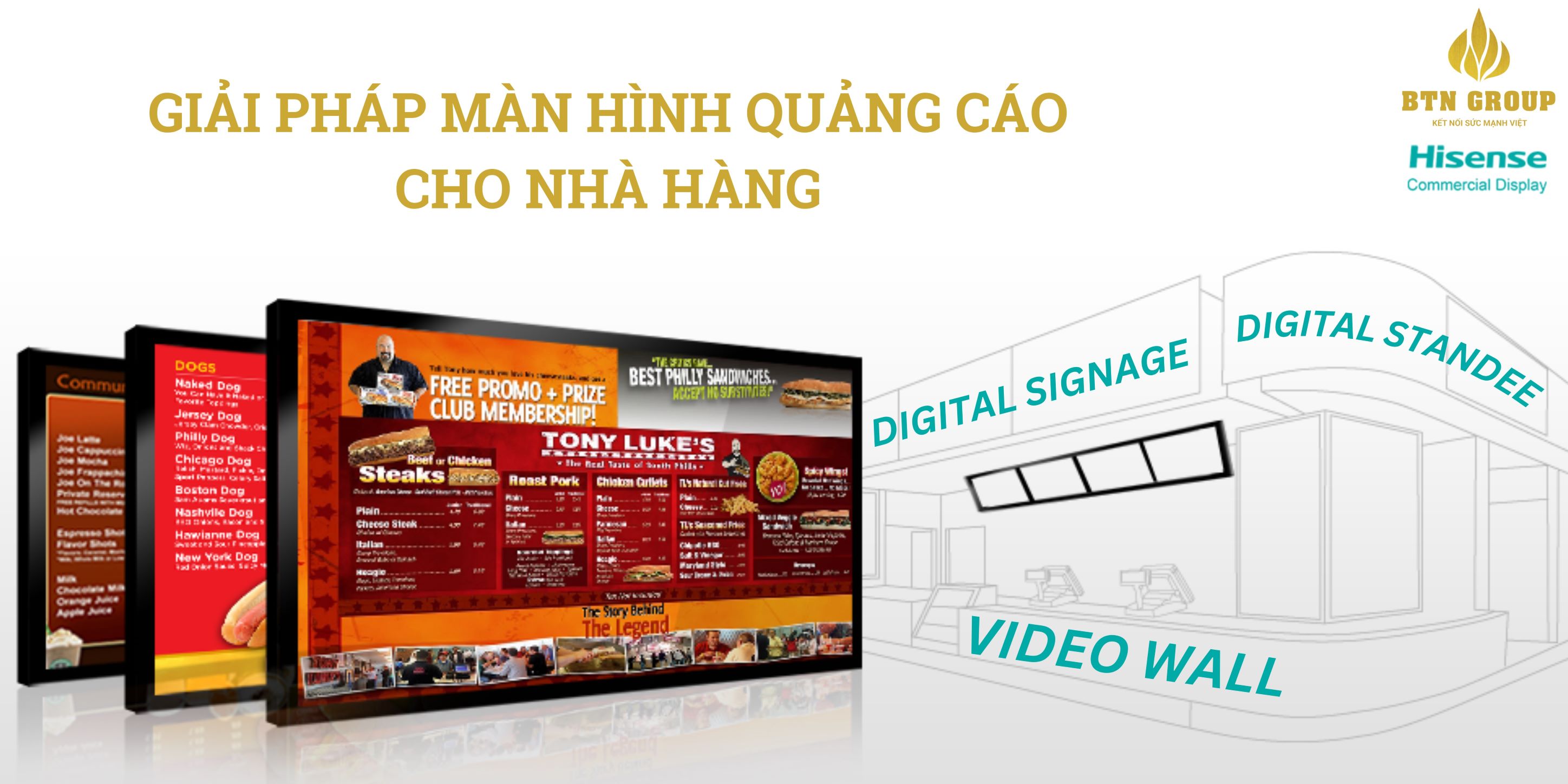 GIẢI PHÁP MÀN HÌNH QUẢNG CÁO CHO NHÀ HÀNG